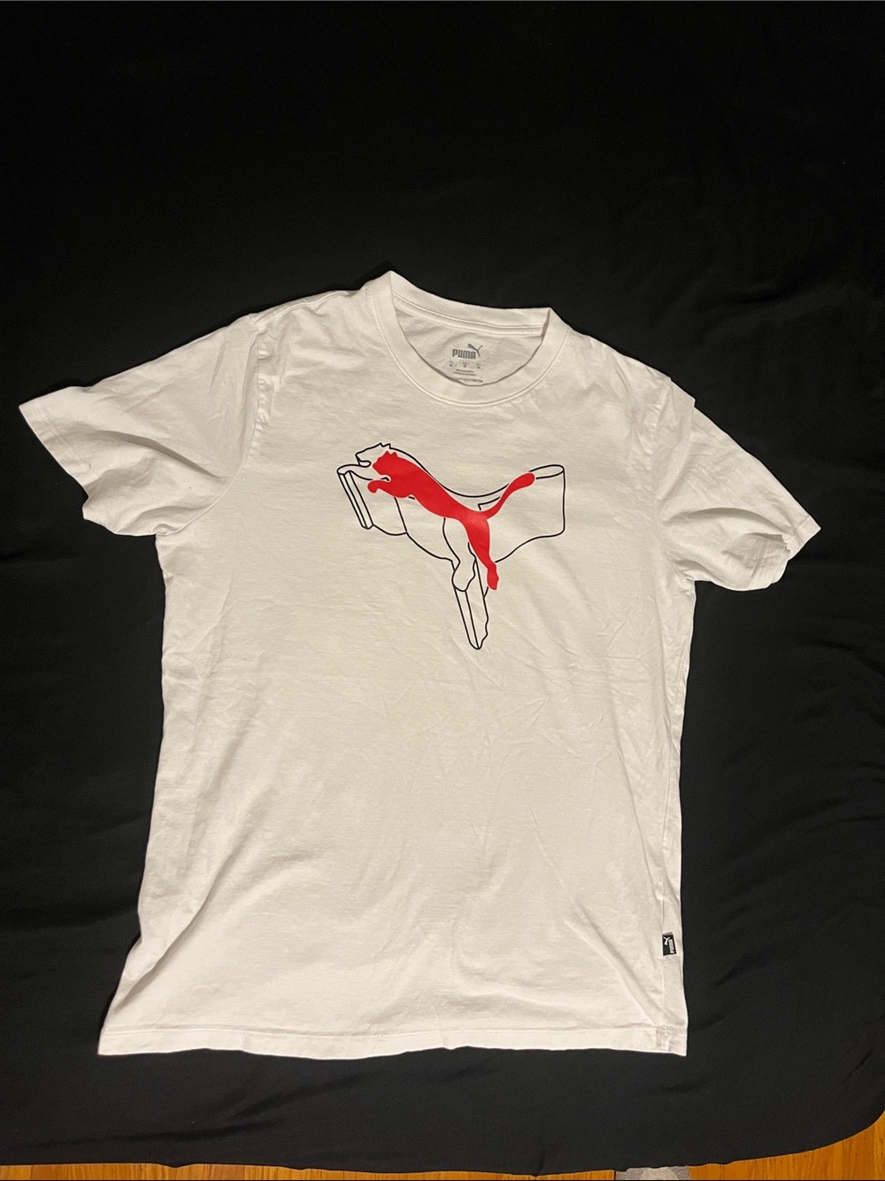 Puma White Short-Sleeve Tee with Red Puma Graphic